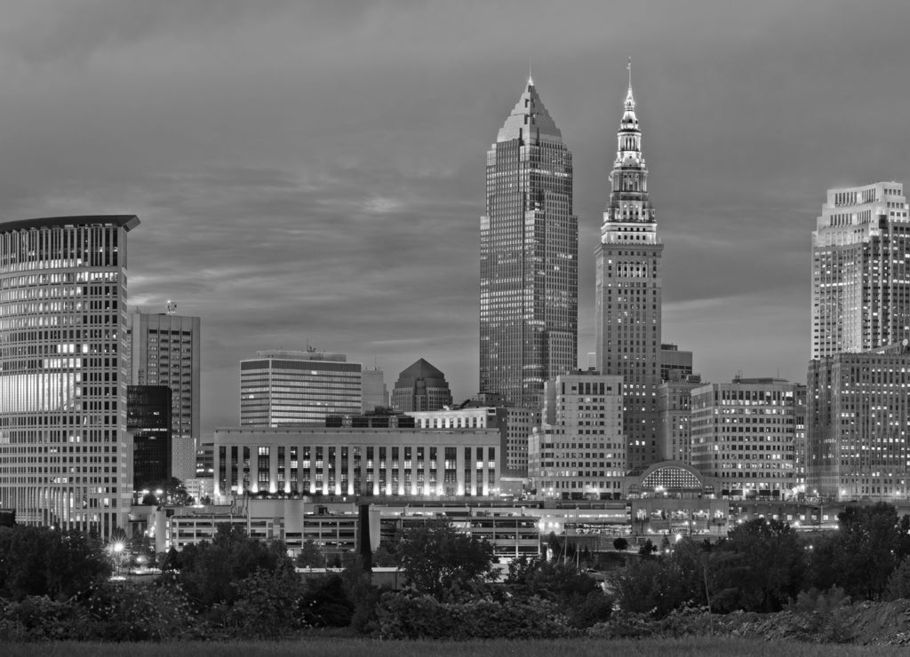 Cleveland, Ohio in black white