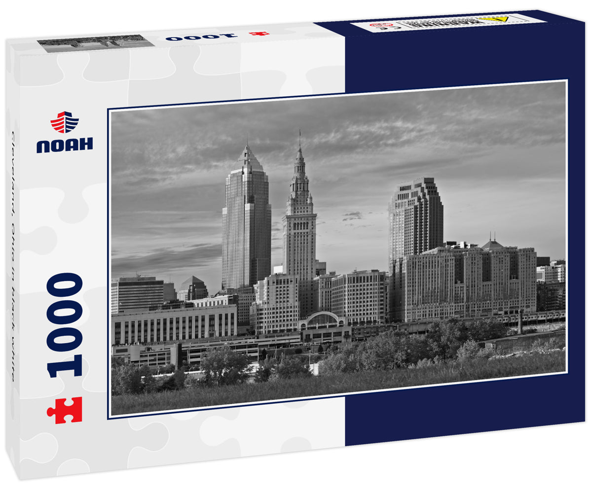 Cleveland, Ohio in black white