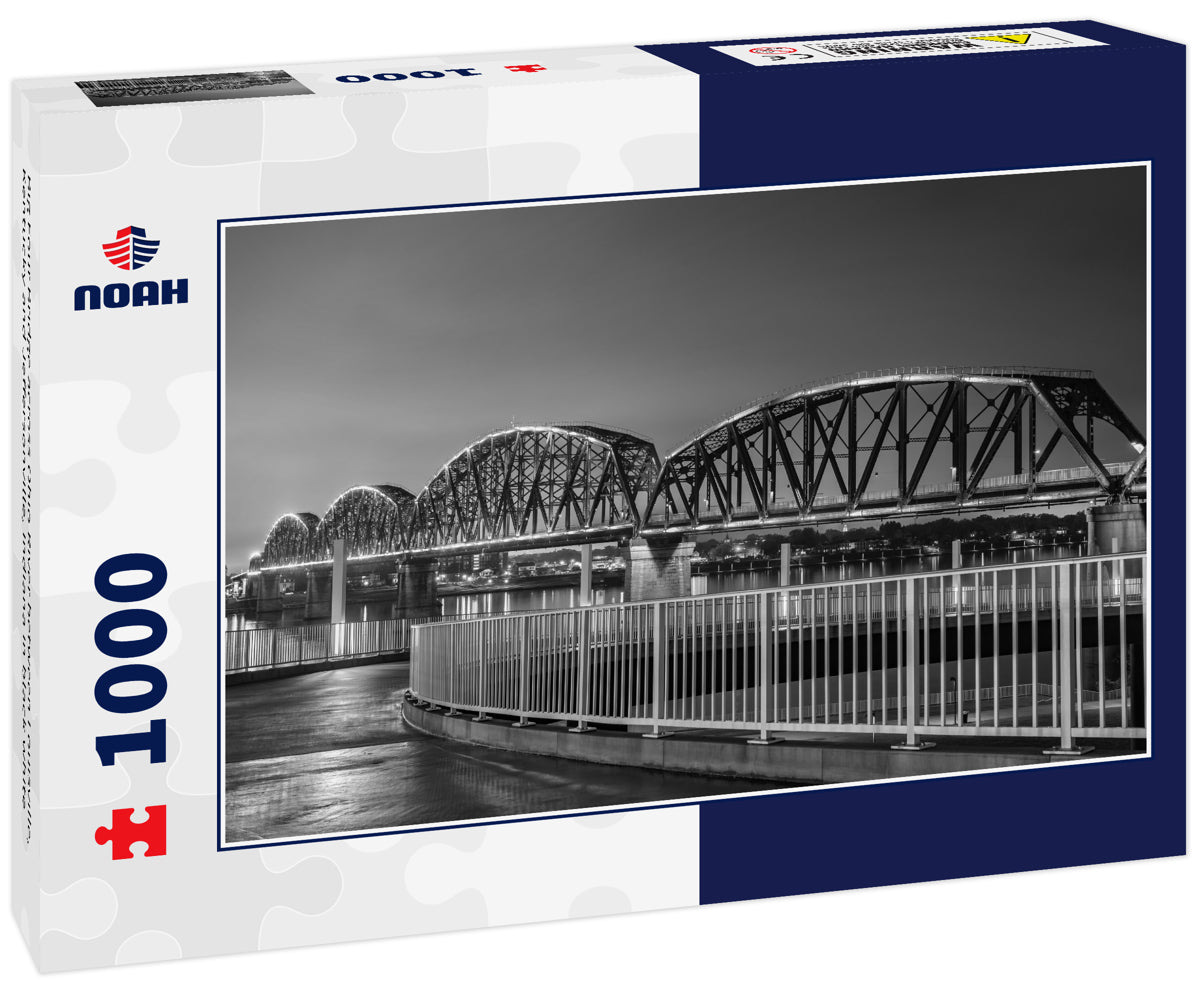 Big Four Bridge across Ohio River between Louisville, Kentucky and Jeffersonville, Indiana in black white