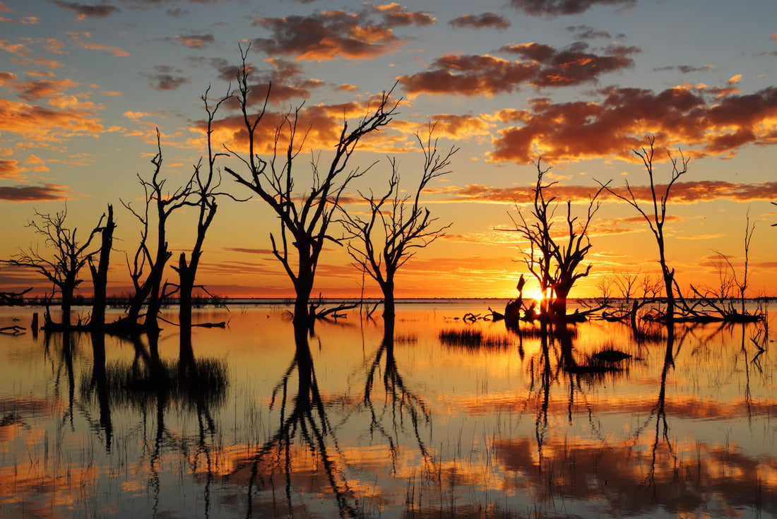 Sunset and mirrored reflections on Lake Menindee a large shallow lake in Central Australia 2000pc Puzzle
