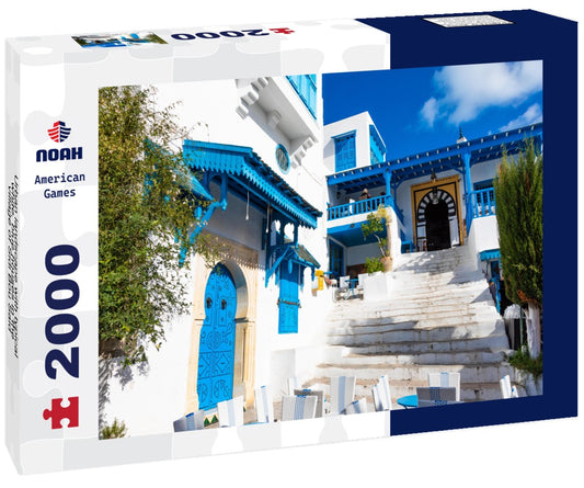 Noah Jigsaw Puzzle Urban landscape with typical white, blue houses in the village of Sidi Bou Said, Tunisia 2000 pieces