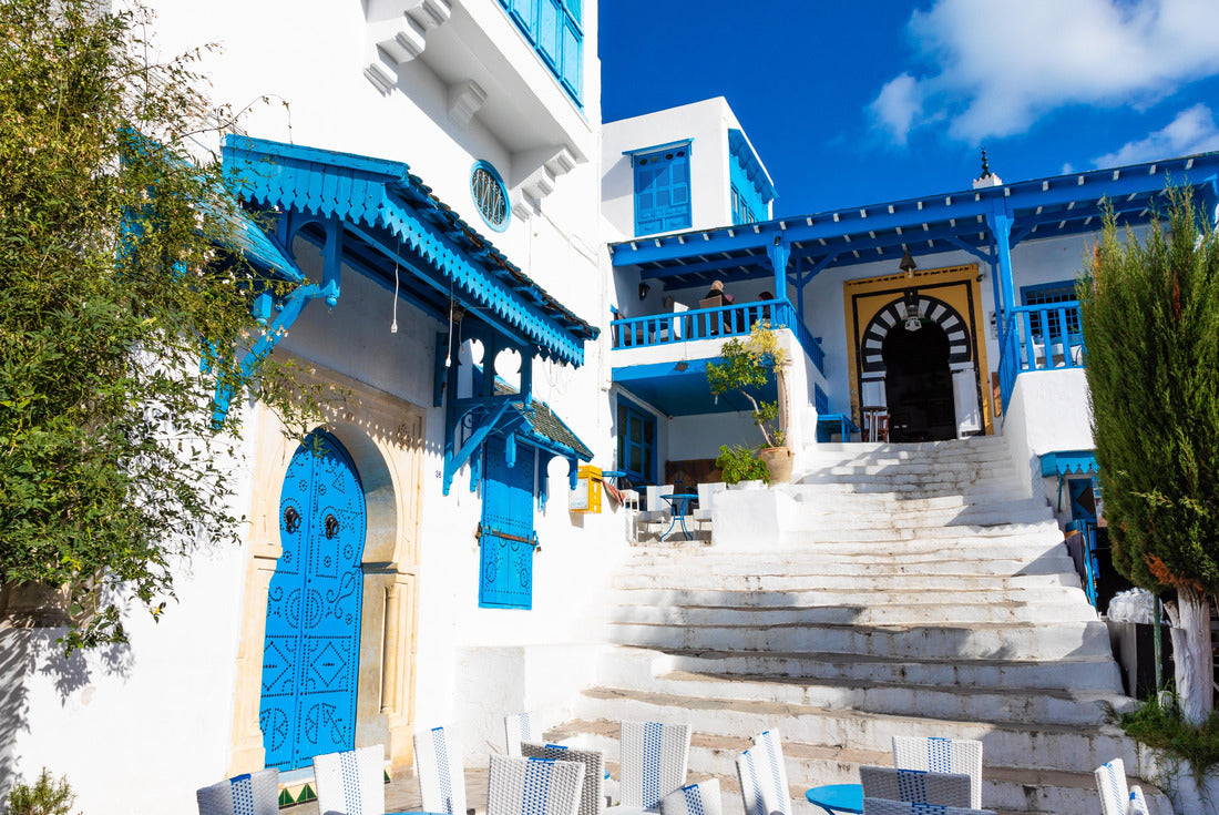 Urban landscape with typical white, blue houses in the village of Sidi Bou Said, Tunisia 2000pc Puzzle