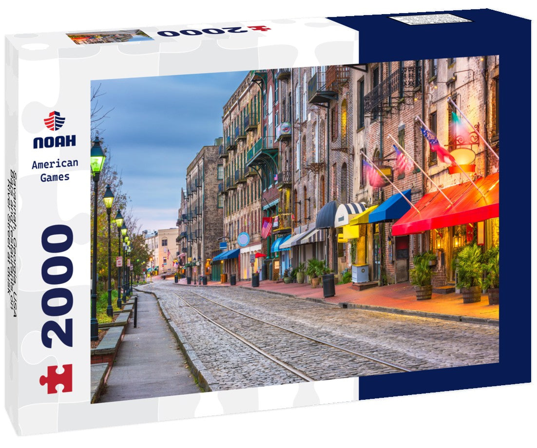 Savannah, Georgia, USA Bars and restaurants on River Street at dusk 2000pc Puzzle