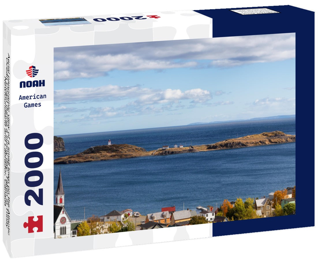 Noah Jigsaw Puzzle Aerial panoramic view of a small town on the Atlantic Ocean Coast during a sunny day. Taken in Trinity, Newfoundland and Labrador, Canada 2000 pieces