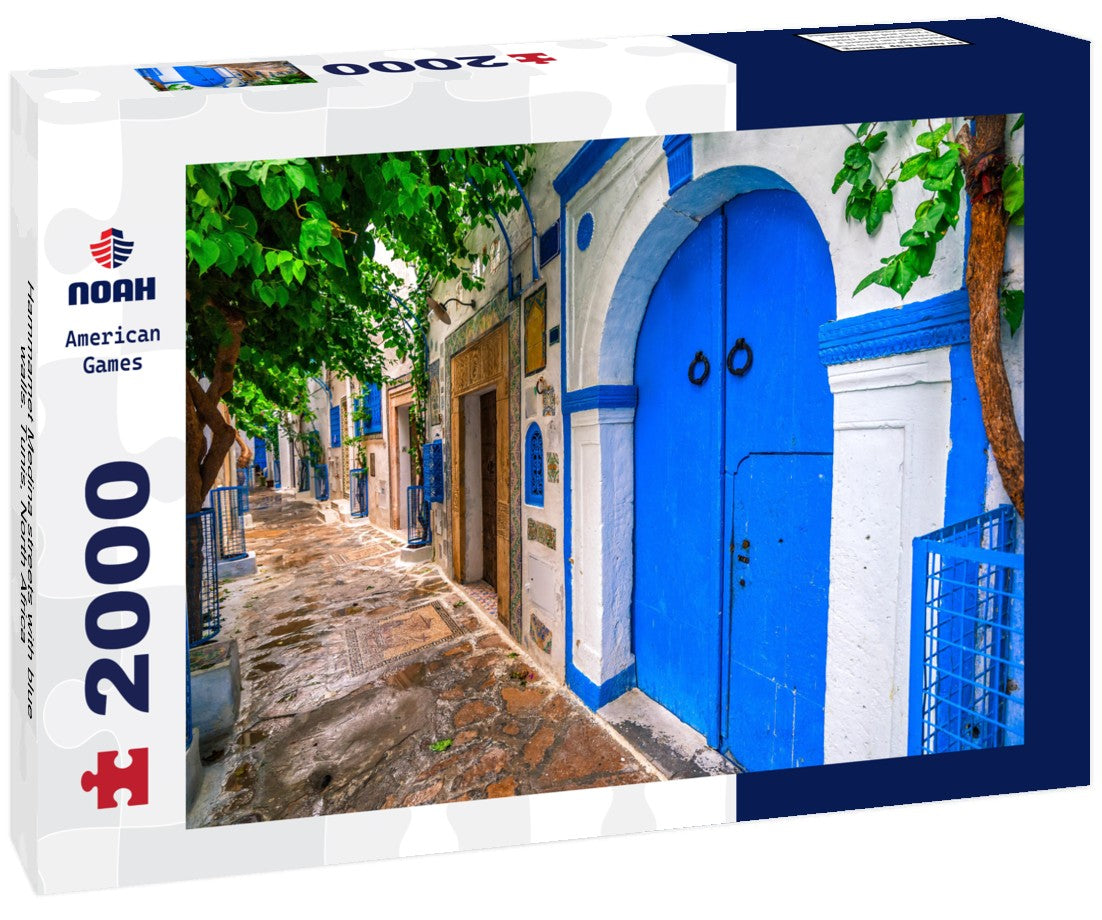 Noah Jigsaw Puzzle Hammamet Medina streets with blue walls. Tunis, North Africa 2000 pieces