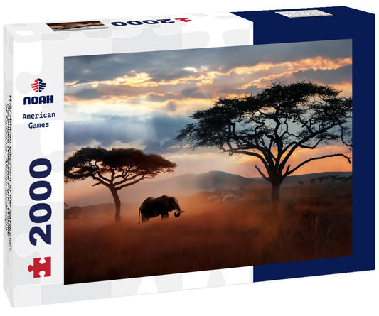 Noah Jigsaw Puzzle Wild African elephant in the savannah. Serengeti National Park. Wildlife of Tanzania. African landscape 2000 pieces