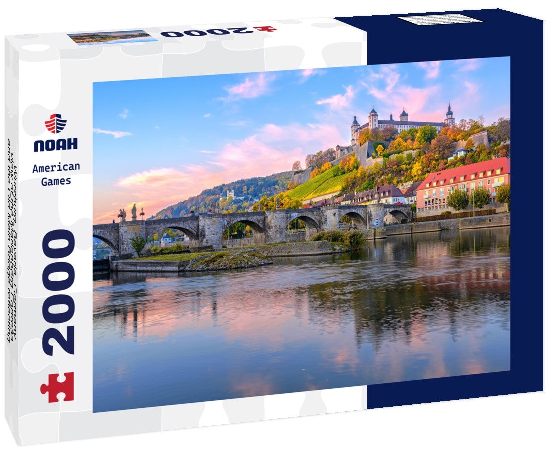 Wurzburg, Bavaria, Germany, view of the Marienberg Fortress and the Old Main Bridge reflecting on the river at sunrise 2000pc Puzzle