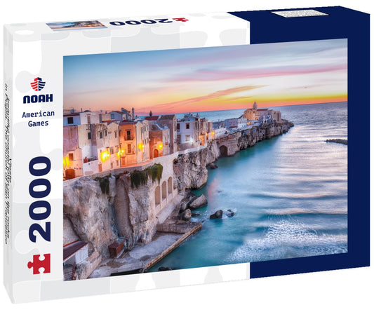 Noah Jigsaw Puzzle Vieste - beautiful coastal town on the rocks in Puglia. The church of San Francesco di Vieste. Gargano peninsula, Puglia, southern Italy 2000 pieces