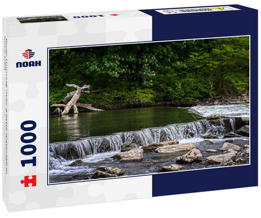 River running over a little waterfall in Iowa USA