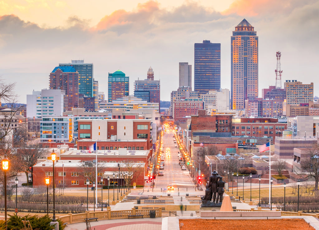 Des Moines Iowa skyline in USA