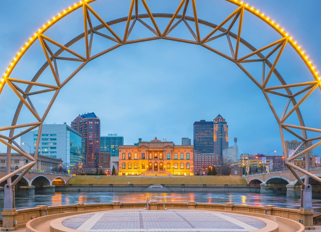 Des Moines Iowa skyline in USA