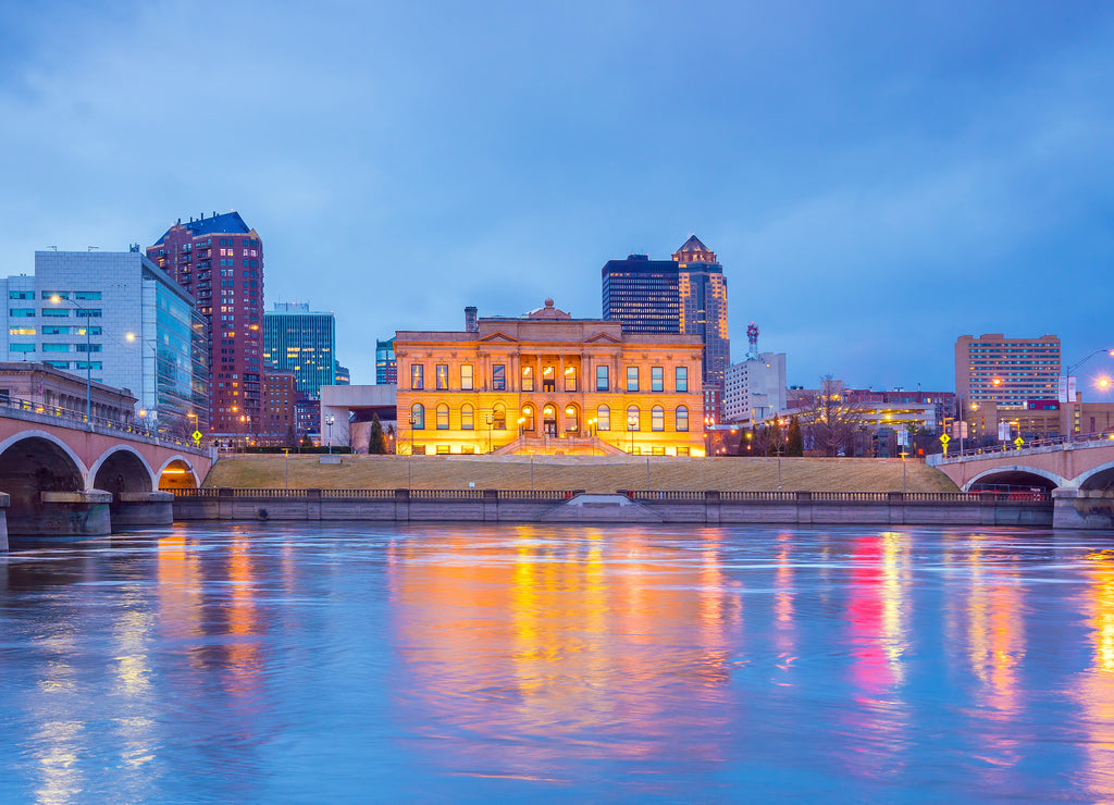 Des Moines Iowa skyline in USA