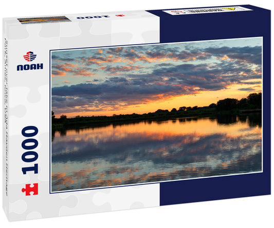 Sunset over lake in Ada Hayden Heritage Park, Ames, Iowa, USA