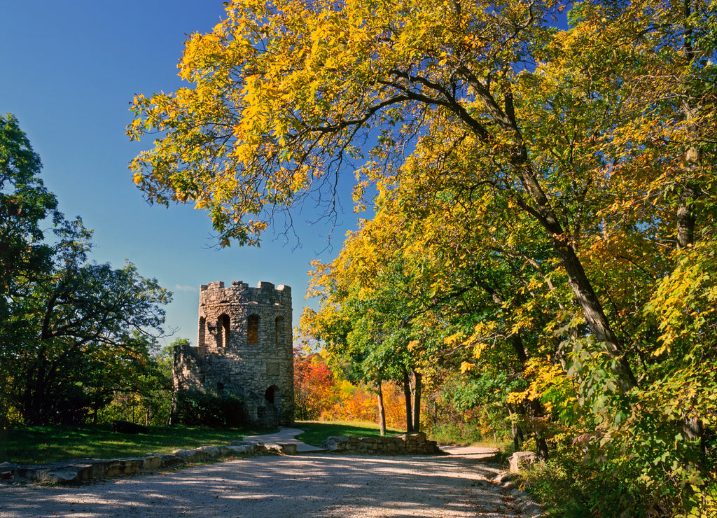 USA, Iowa, Winterset. Clark's Tower is a viewing platform for the Middle River Valley