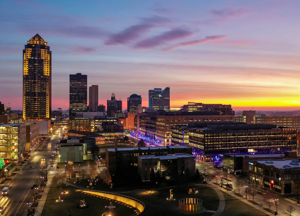 Aerial View of Downtown Des Moines