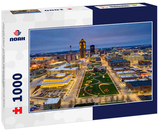 Aerial View of Des Moines Skyline and Pappajohn Sculpture Garden
