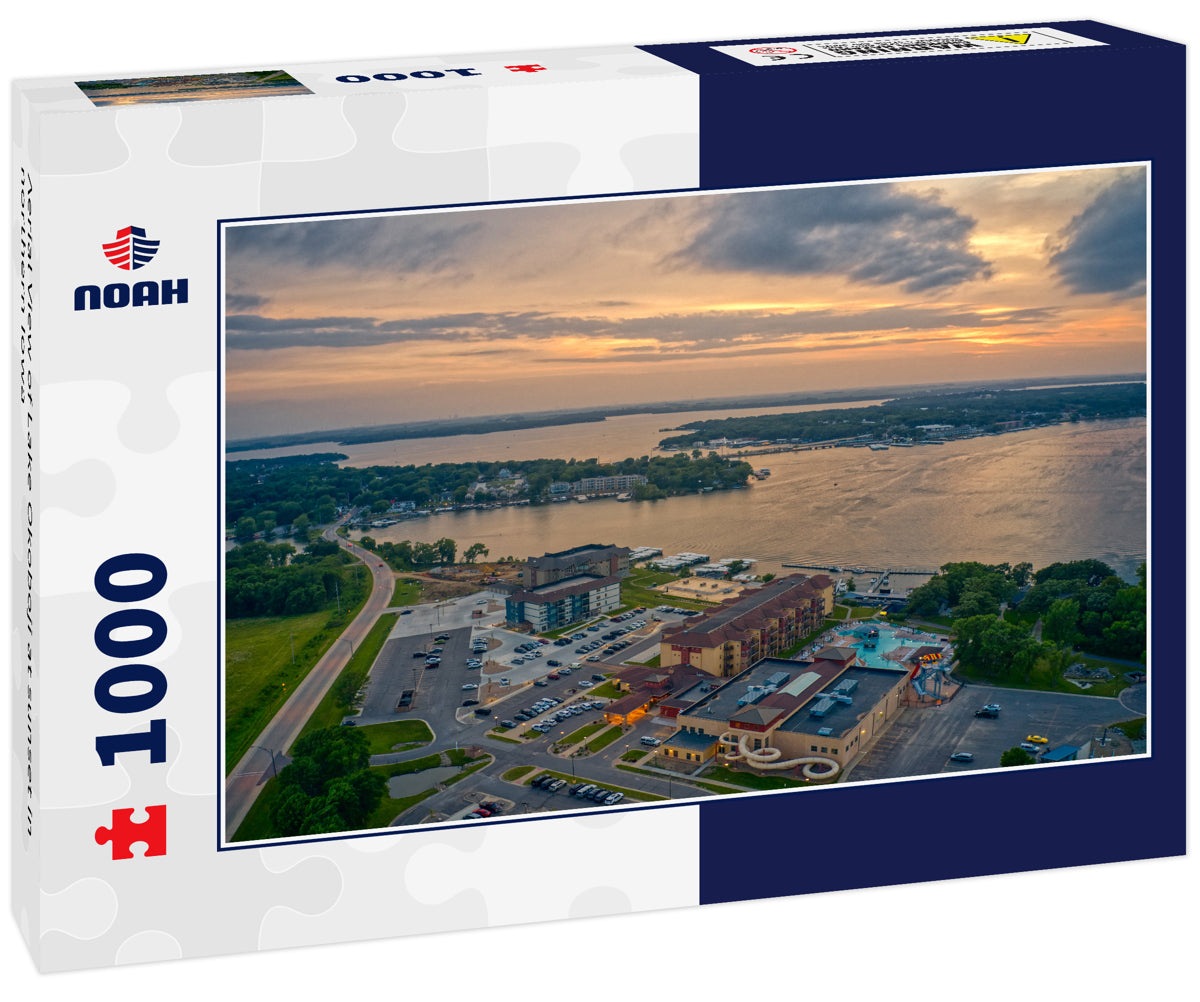 Aerial View of Lake Okoboji at sunset in northern Iowa