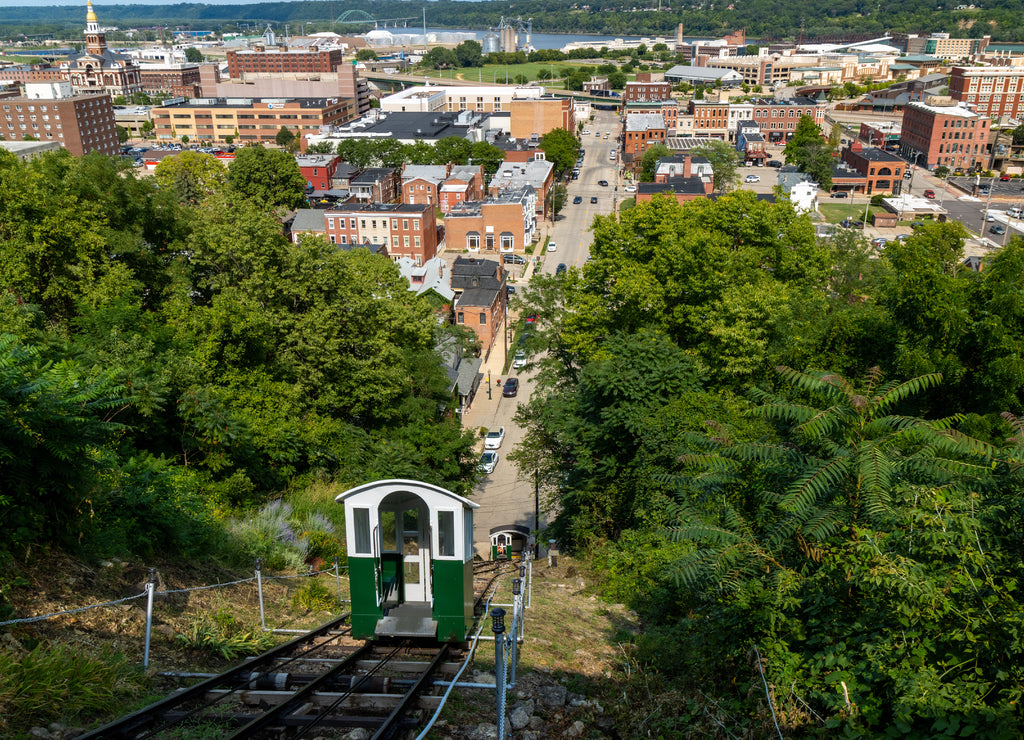 View of fenelon place elevator on a sunny day in Dubuque city, Iowa, United States