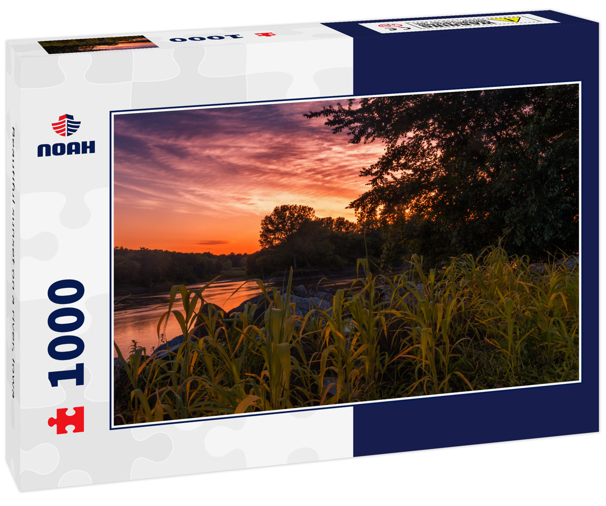 Beautiful sunset on a river, Iowa