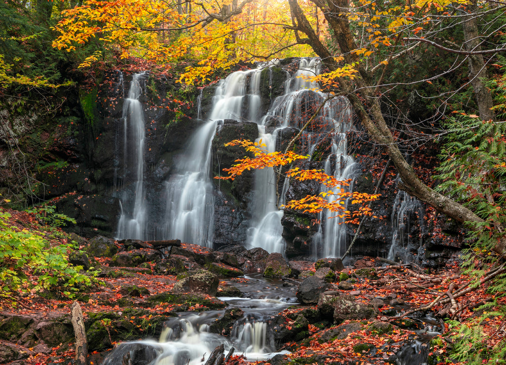 Hungarian water falls in autumn time in Michigan upper peninsula