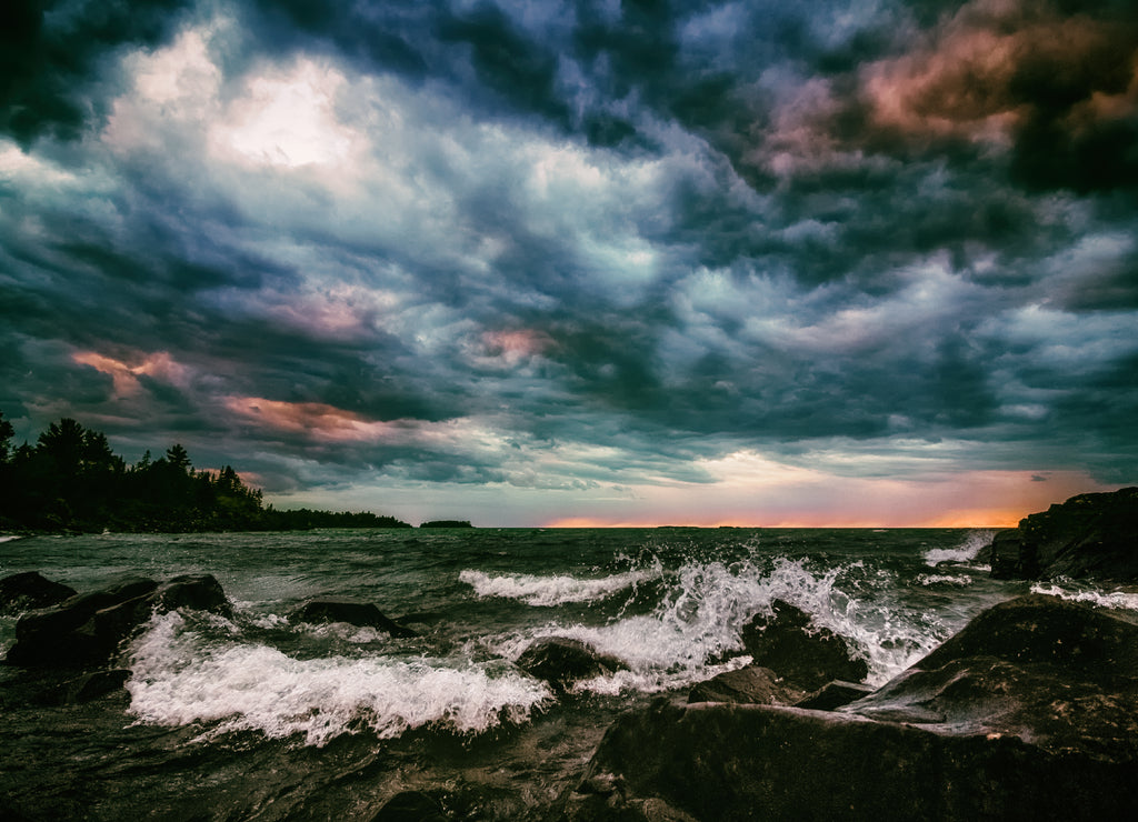 Colorful Storm Clouds Over Lake Superior in Michigan's Upper Peninsula