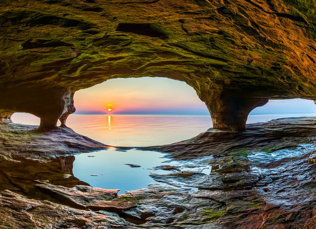 Sunset Sea Cave, Lake Superior, Michigan