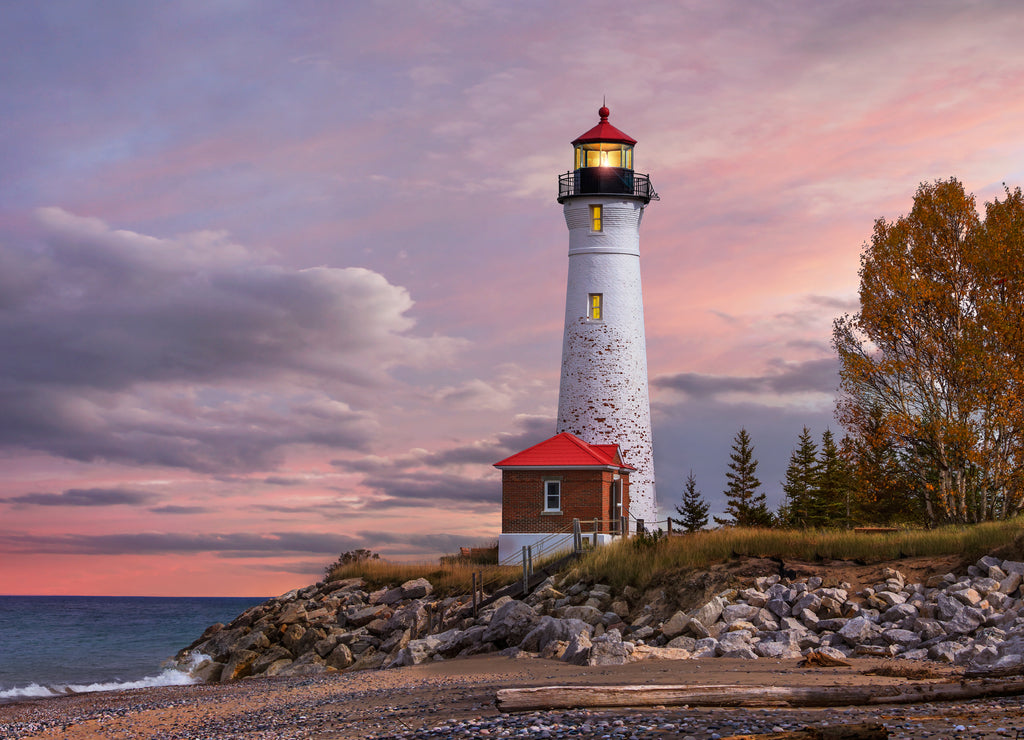 Sunset at the Crisp Point Lighthouse, Lake Superior, Michigan