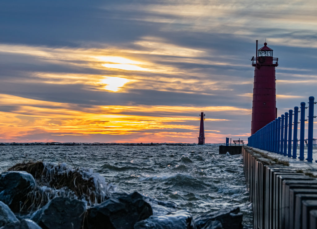 Muskegon Pier, Lake Michigan