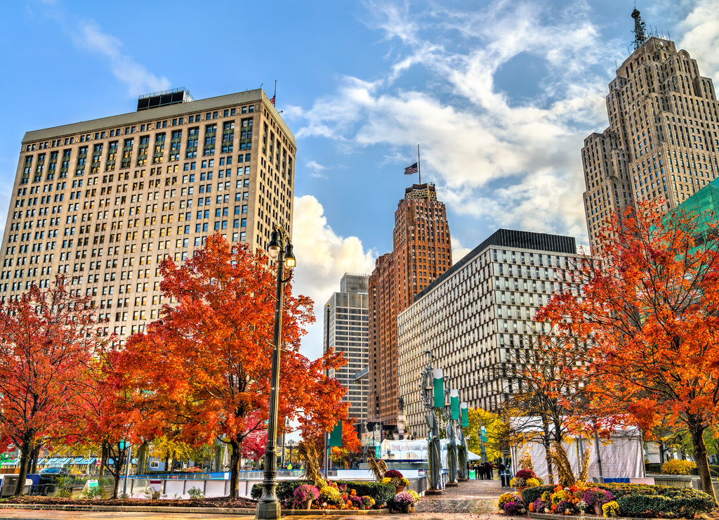 Historic buildings in Downtown Detroit - Michigan, United States