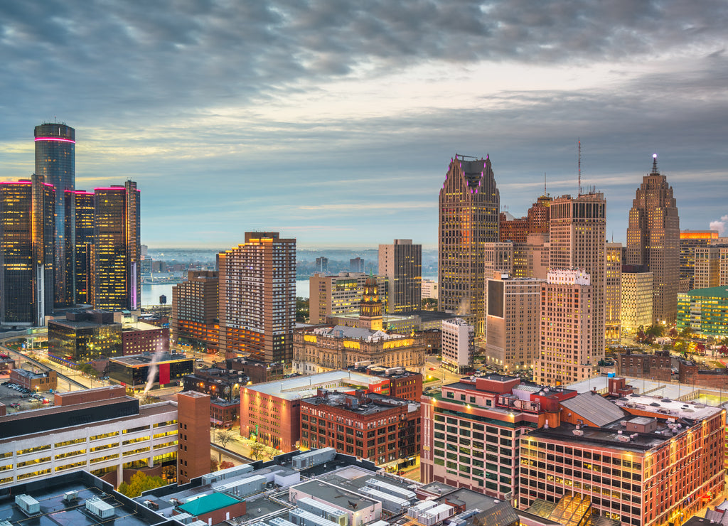 Detroit, Michigan, USA downtown skyline