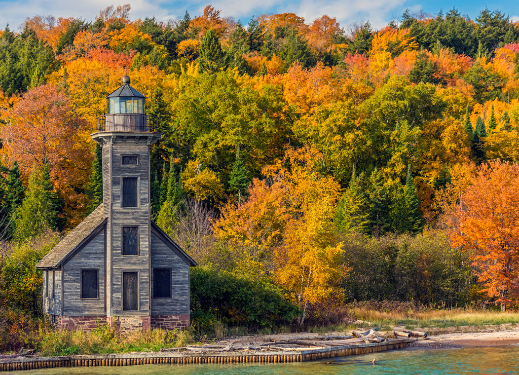 Picture Rock Boat Cruise; Munising, Michigan; East Channel Lighthouse on Grand Island