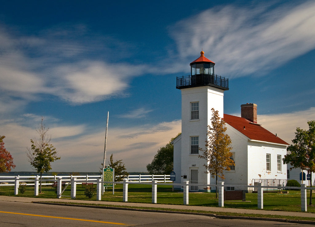 Afternoon light on Sand Point lighthouse on Lake Michigan, Escanaba, Michigan