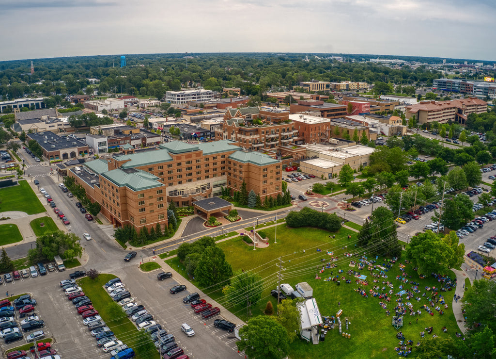 Aerial View of Midland, Michigan during Summer