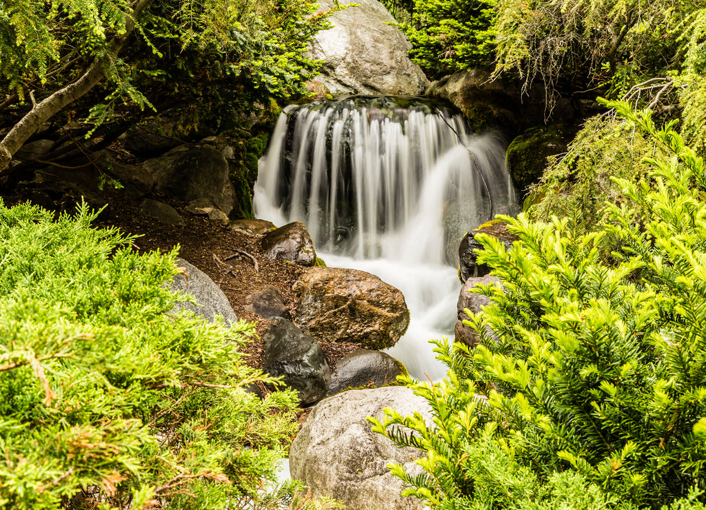 Artificial waterfall in Dow Gardens in Midland, Michigan