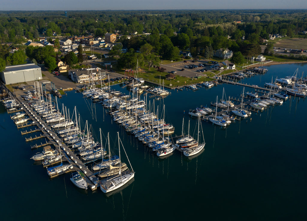 Aerial view of Port Sanilac, Michigan