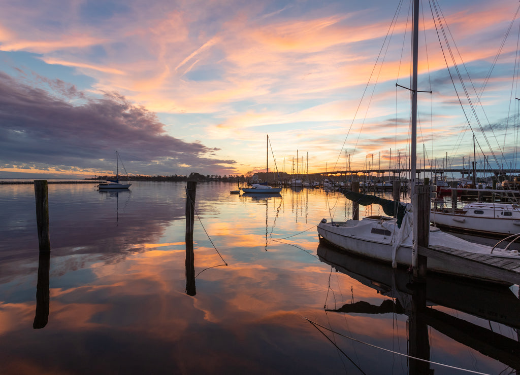 Sunset over the Harbor in Oriental, North Carolina
