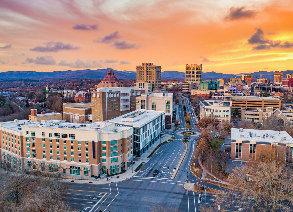 Asheville, North Carolina, USA Drone Skyline Aerial