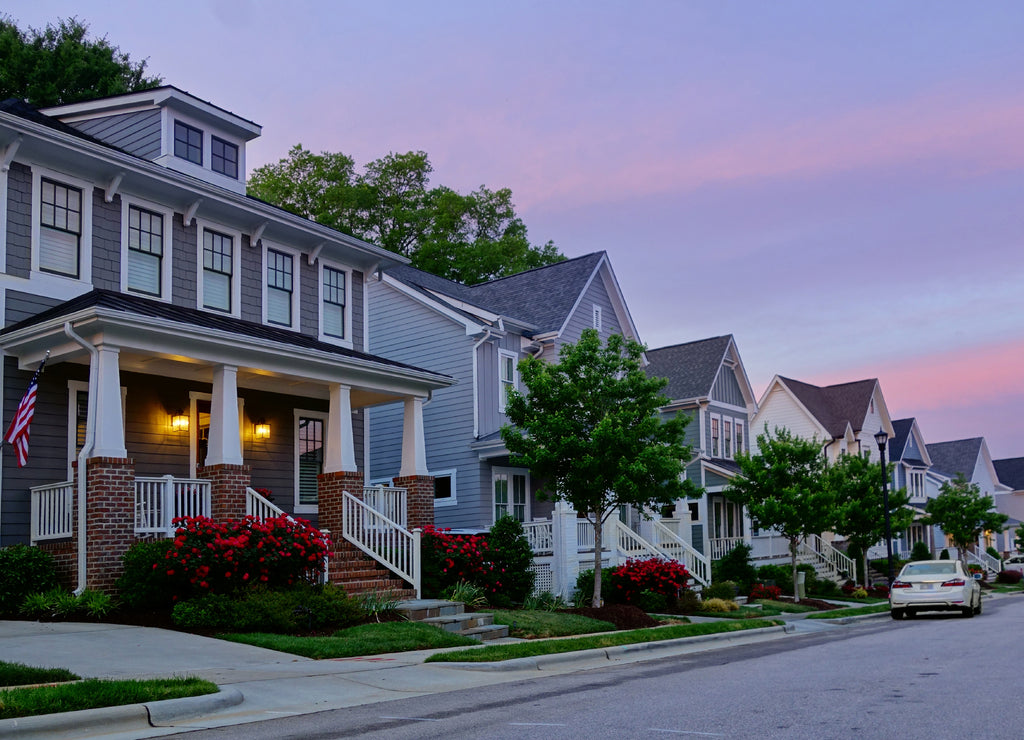 New homes on a quiet street in RaleighNorth Carolina