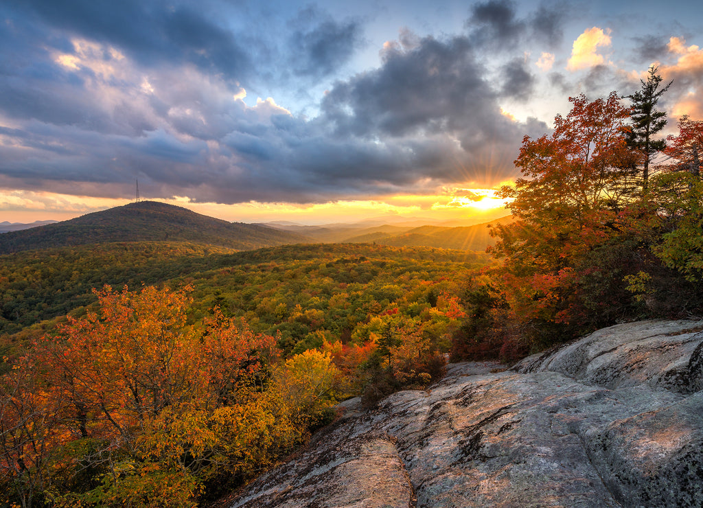 Blue Ridge Mountains, scenic sunset, Blue Ridge Parkway, North Carolina