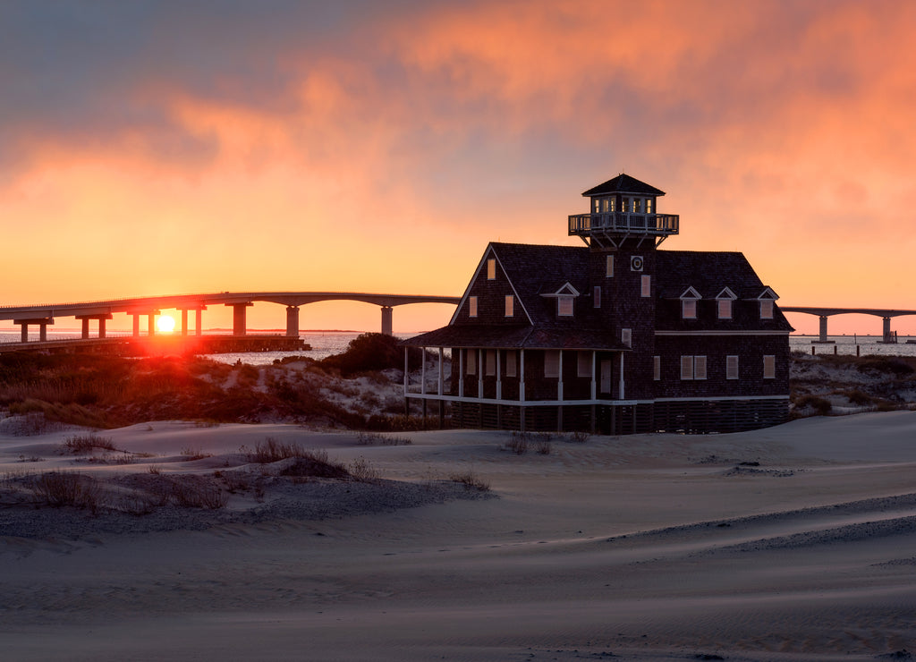 Beautiful skies over the old Oregon Inlet Life Saving Station along North Carolina's Outer Banks