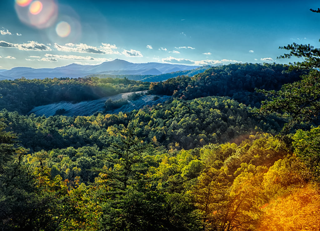 Stone mountain North Carolina scenery during autumn season