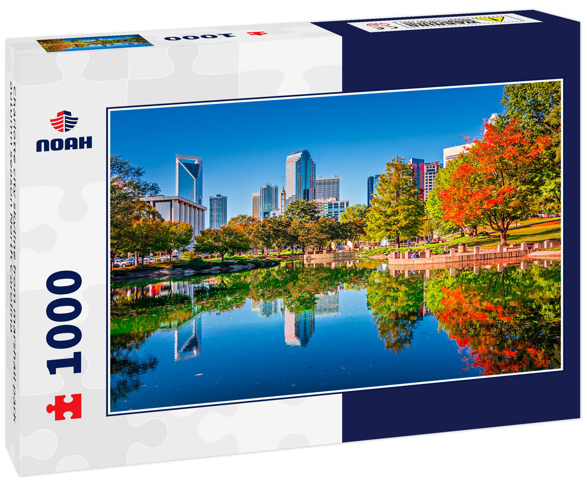 Charlotte city skyline from marshall park autumn season North Carolina