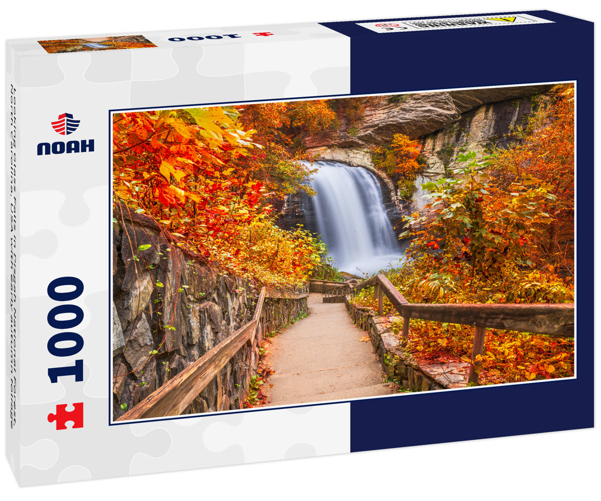 Looking Glass Falls in Pisgah National Forest, North Carolina, USA with early autumn foliage