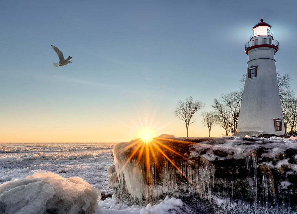 Marblehead Lighthouse Winter Sunrise, Ohio