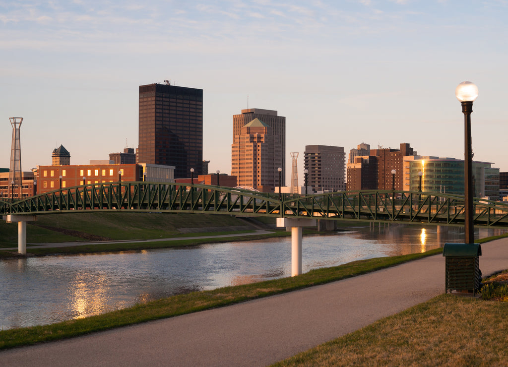 Dayton Ohio Downtown City Skyline Great Miami River