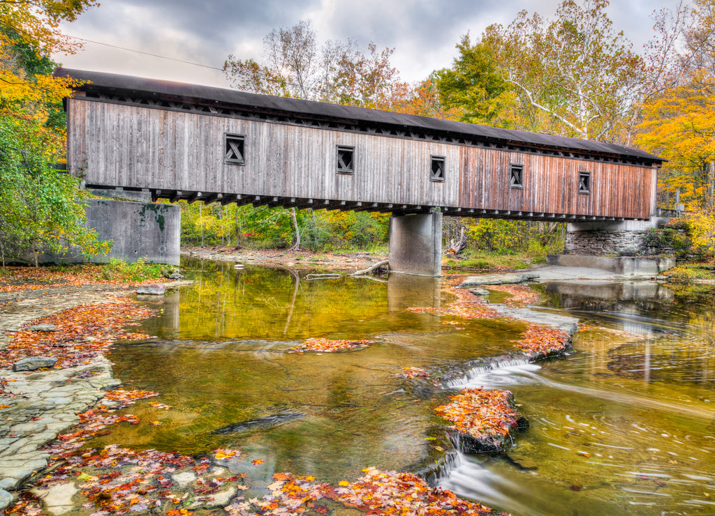 Olins Dewey Road Covered Bridge in Autumn, Ohio