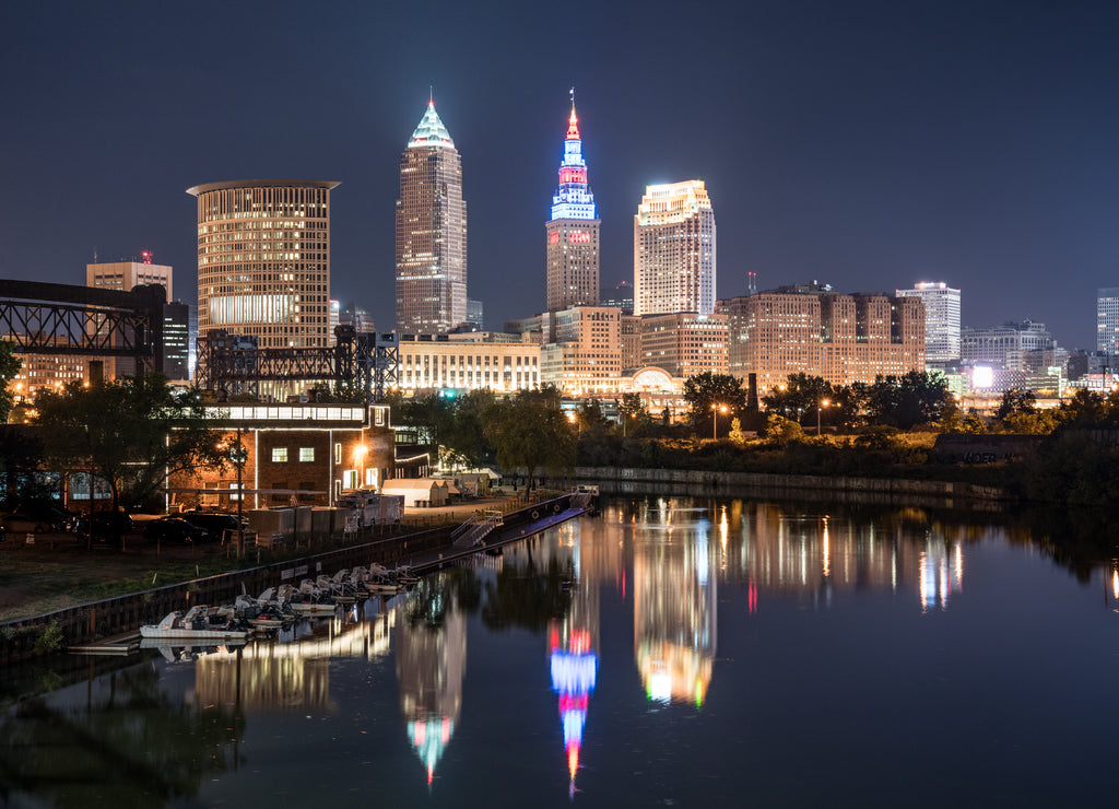 Cleveland Ohio Night Skyline