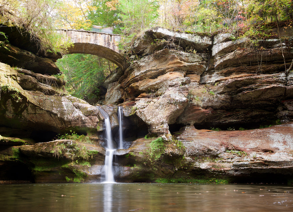 The Upper Falls and bridge in Hocking Hills State Park, Ohio