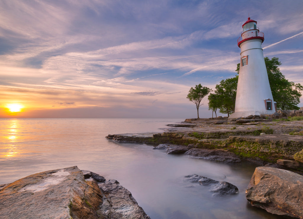 Marblehead Lighthouse on Lake Erie, USA at sunrise, Ohio