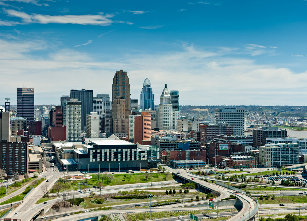 Aerial View of Cincinnati Ohio from the West